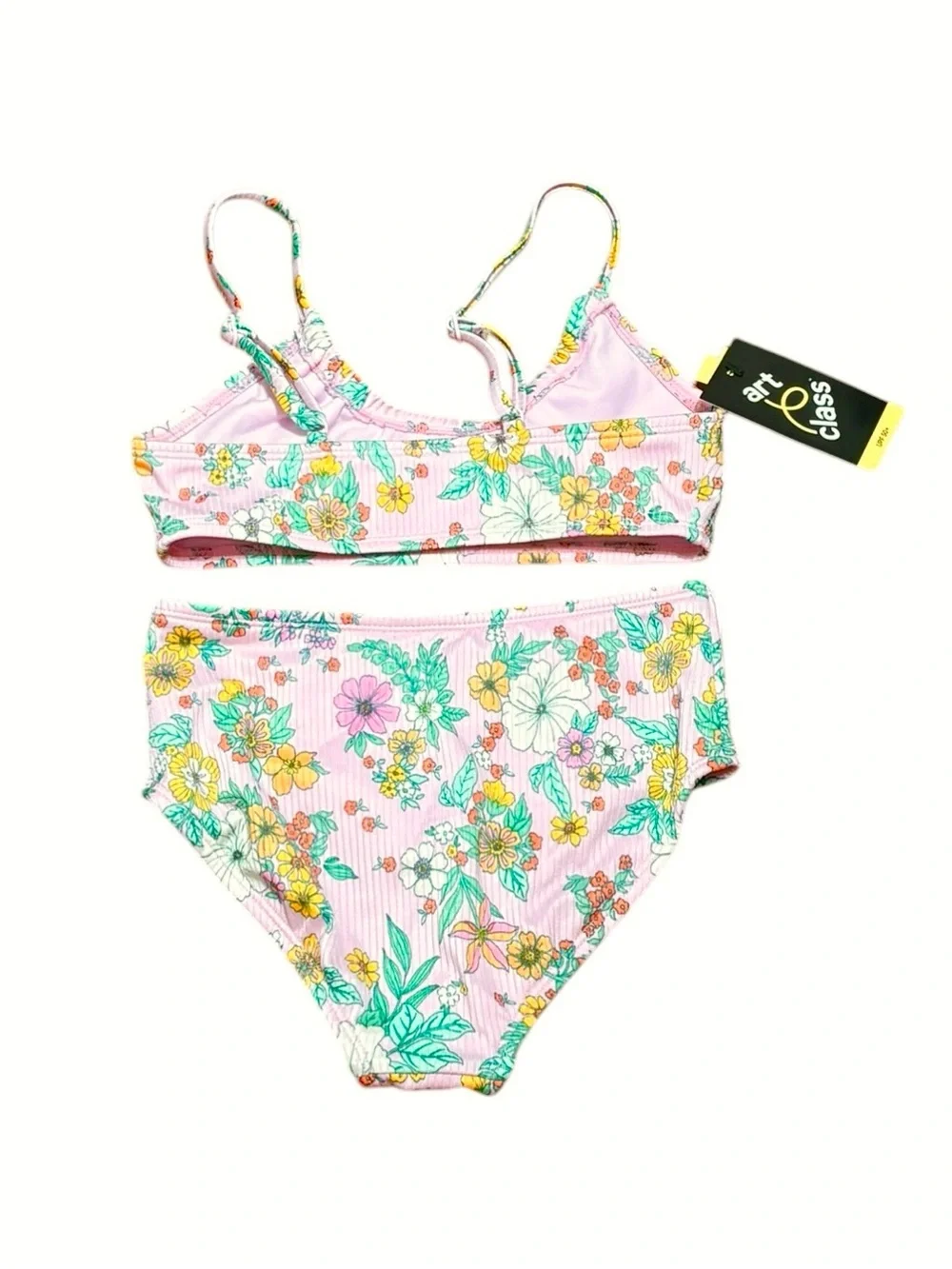 art class Pink Floral Two-Piece Swim‎ Set, Size S, NWT